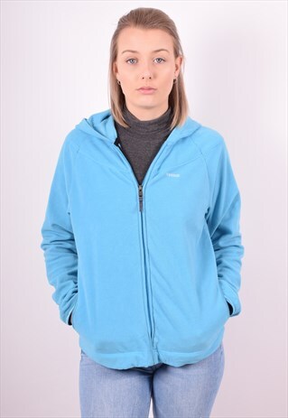 REEBOK WOMENS VINTAGE FLEECE HOODIE JACKET MEDIUM BLUE 90S