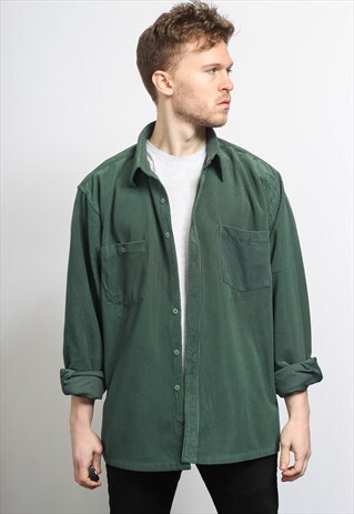 VINTAGE CORDUROY CORD SHIRT GREEN