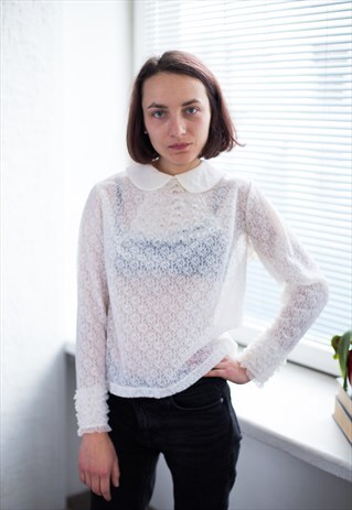VINTAGE 60'S IVORY LACE BLOUSE