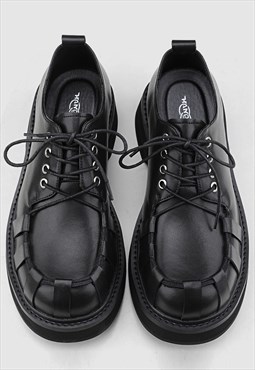 Gothic Derby shoes platform edgy round Goth brogues in black
