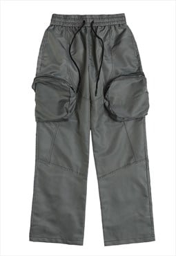 Cargo pocket joggers utility trousers skater pants in grey
