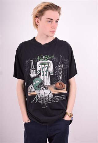 MENS VINTAGE T-SHIRT TOP XL BLACK 90'S