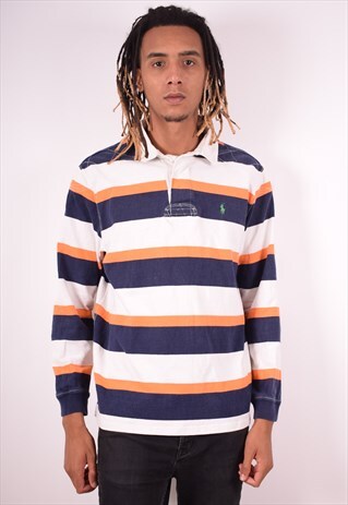POLO RALPH LAUREN MENS VINTAGE RUGBY POLO SHIRT XL MULTI 90S