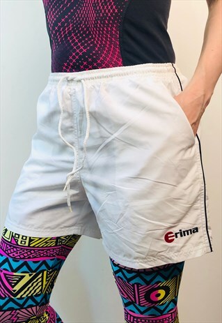 ERIMA WHITE SHORTS SOCCER WINDBREAKER ENGLAND 90S