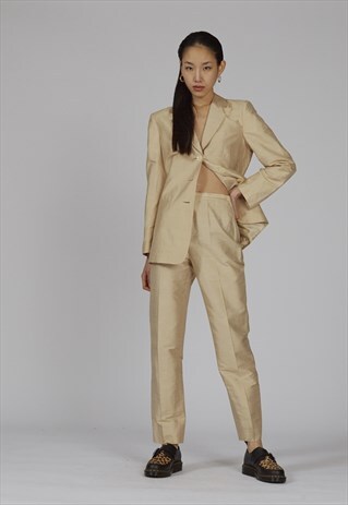 RARE VINTAGE 90'S BEIGE SATIN LUISA SPAGNOLI SUIT
