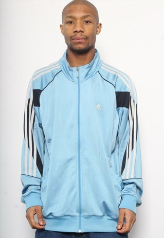 VINTAGE ADIDAS LOGO TRACK JACKET BLUE