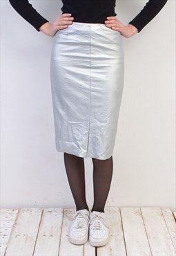 Vintage Women's 90's S Faux Leather Midi Pencil Skirt High