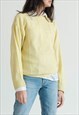 VINTAGE 90S LONG SLEEVE LIGHT KNITTED PASTEL YELLOW JUMPER S