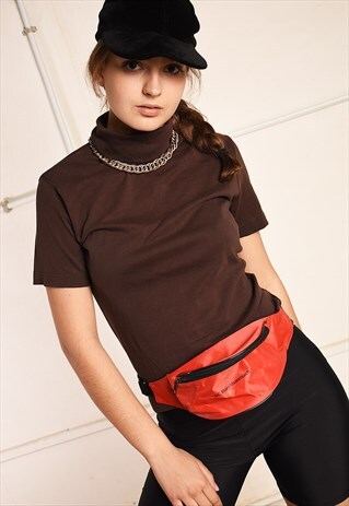 Y2K RETRO BASICS MINIMALIST TURTLENECK TOP T-SHIRT TEE