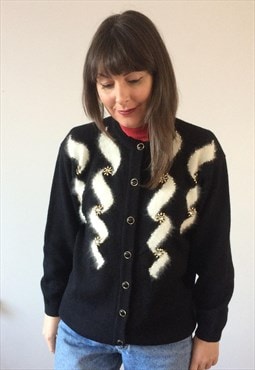 Vintage 80s Black & White Cardigan