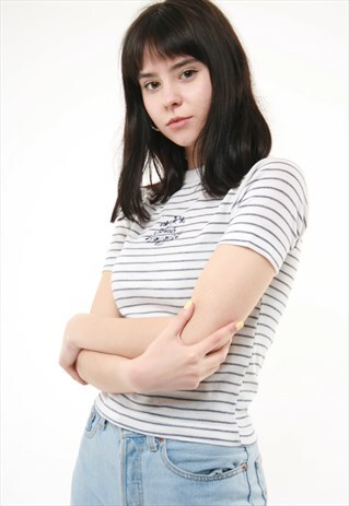 90S VINTAGE STRIPED SUMMER SHORT CROP TOP 465