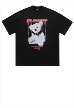 Goth bear t-shirt teddy print tee gloomy punk top in black