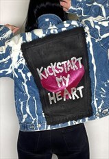 KICKSTART MY HEART - Reworked Hand Painted Denim Jacket