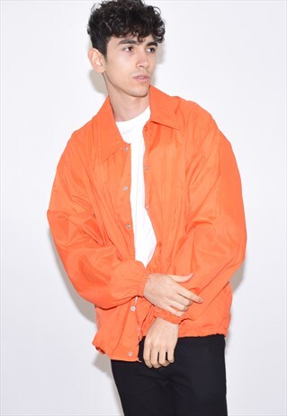 VINTAGE 90S ORANGE WINDBREAKER COACH JACKET