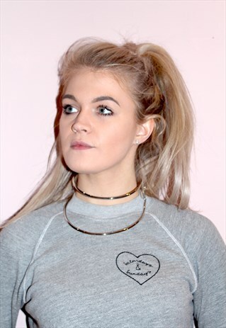 90S VINTAGE UNIQUE 3D METAL SLIVER NECKLACE/ CHOKER GRUNGE
