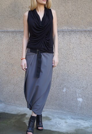 TWISTED TOP LOOSE BLOUSE CASUAL TUNIC MAXI BLOUSE F1680