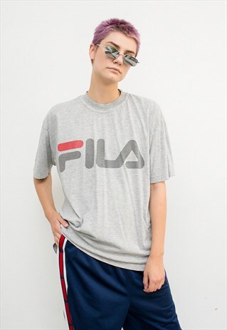 VINTAGE FILA UNISEX TSHIRT GRAY SHORT SLEEVED 90S