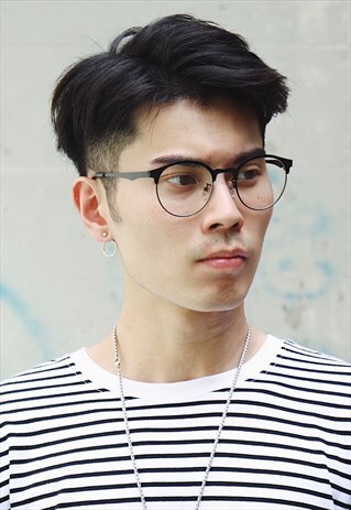 BLACK METAL GLASSES CLEAR LENSES