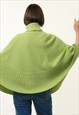 VINTAGE WOMAN GREEN WOOKNITTED CAPE COAT 4372