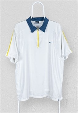 Vintage Nike Court Tennis Polo Shirt 1/4 Zip White Mens XL