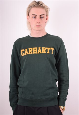 CARHARTT MENS VINTAGE SWEATSHIRT JUMPER SMALL GREEN 90S