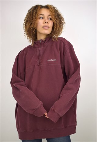 VINTAGE 90S COLUMBIA MAROON 3/4 ZIP JUMPER