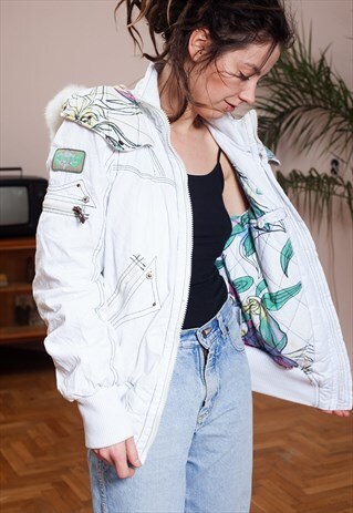 JET LAG WINTER BOMBER JACKET FROM THE 90S WITH RAD DETAILS