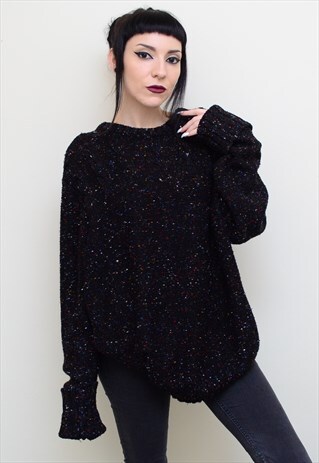 VINTAGE 90'S COSMIC SPECKLED KNITTED PATTERNED JUMPER