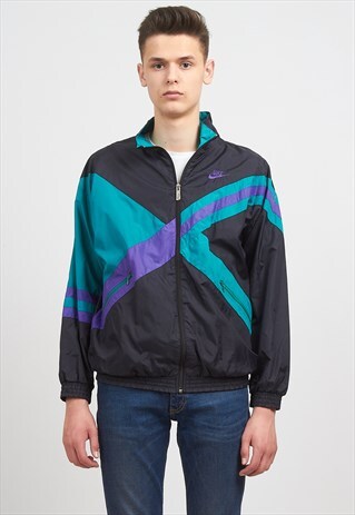 VINTAGE BLACK BLUE PURPLE NIKE ZIP TRACK JACKET