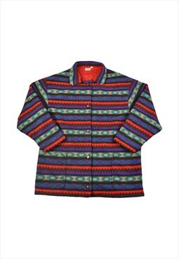 Vintage Fleece Jacket Retro Aztec Pattern Ladies XL
