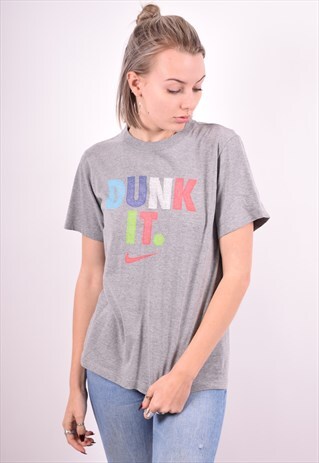 NIKE WOMENS VINTAGE T-SHIRT TOP LARGE GREY 90'S