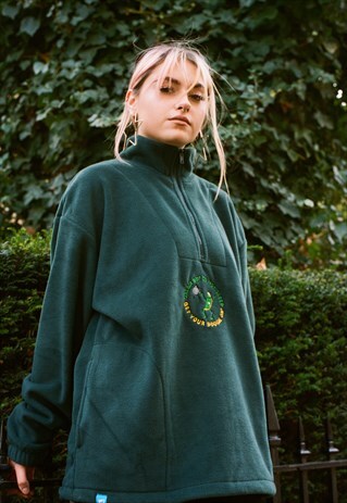 FLEECE IN FOREST GREEN DISCO DAVE FRUITY RAVER EMBROIDERY
