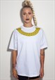 90'S INSPIRED BOX FIT POP ART CHUNKY CHAIN T-SHIRT IN WHITE