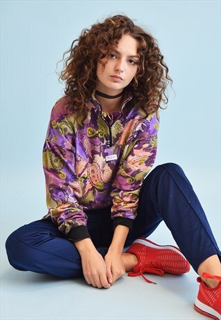 80'S RETRO PAISLEY PRINT ATHLEISURE JUMPER SWEATSHIRT