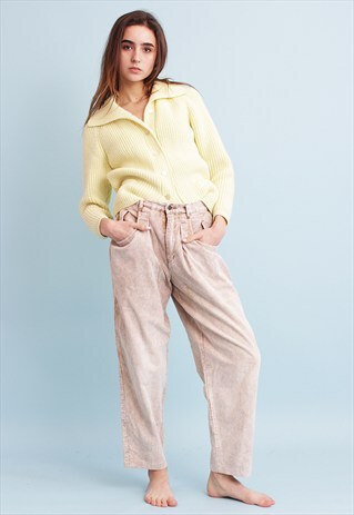 90'S CLASSY OVERSIZED HIGHWAISTED NEUTRAL CORDUROY TROUSERS