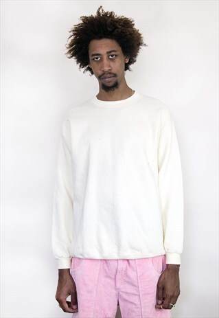 90S MINIMALST SKATER PASTEL YELLOW SWEATSHIRT LARGE