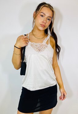 Vintage 00s Y2K Satin Lace Cami Top