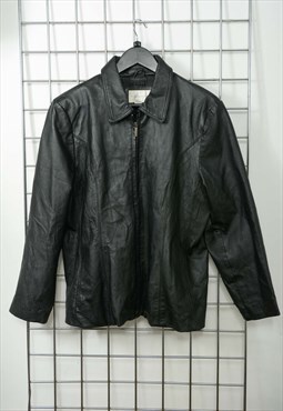 Vintage Y2K Leather Zip jacket Black Size L