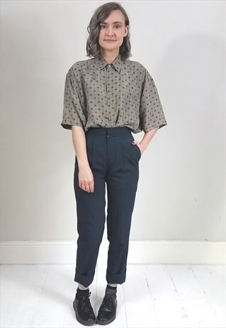 VINTAGE 90'S MEN'S SHORT SLEEVE PATTERNED SILK SHIRT