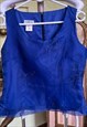 BLUE ORGANZA MAXI SKIRT SET, EMBROIDERED TWO PIECE SET