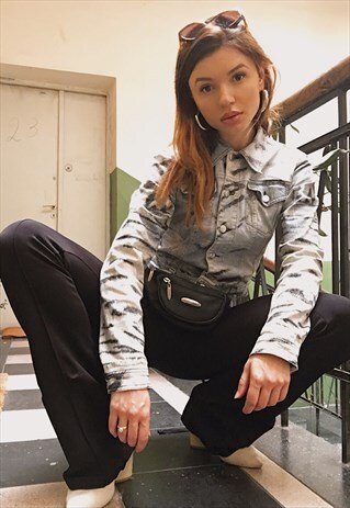CAVALLI ANIMAL PRINTS ZEBRA PRINTED DENIM JACKET FROM 90S