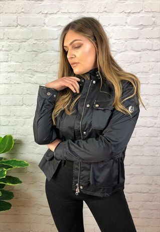 VINTAGE 90S BELSTAFF BIKER JACKET BLACK UK 12