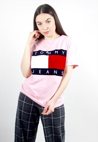 90'S RARE RETRO PINK SPELL-OUT LOGO T-SHIRT