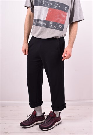 PUMA MENS VINTAGE TRACKSUIT TROUSERS W32 L27 BLACK 90S