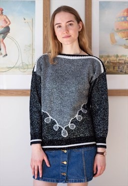 Black and grey knitted shimmery jumper