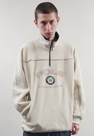 VINTAGE 90'S NORTH ISLAND OUTTING CREAM ZIP-UP SWEATSHIRT