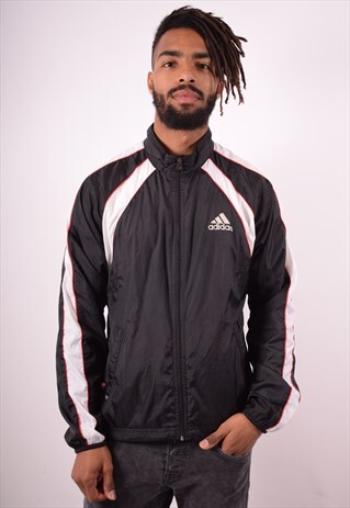 ADIDAS MENS VINTAGE TRACKSUIT TOP JACKET MEDIUM BLACK 90S