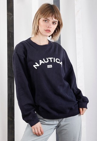 VINTAGE 90S NAUTICA SPELL-OUT SWEATSHIRT / SWEATER. OVERSIZE