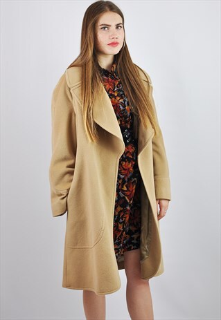 VINTAGE JAEGAR CAMEL WOOL WRAP COAT