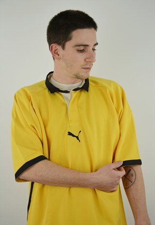 VINTAGE PUMA SPORT SHORT SLEEVE POLO SHIRT IN YELLOW